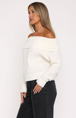 You Don't Need Me Off Shoulder Knit Sweater Off White