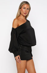 Love Letter Long Sleeve Mini Dress Black