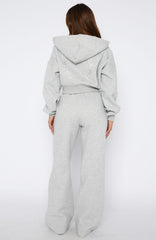 Stay Lifted Wide Leg Sweatpants Dark Grey Marle