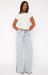 Summer Mid Rise Wide Leg Jeans Glacier Blue