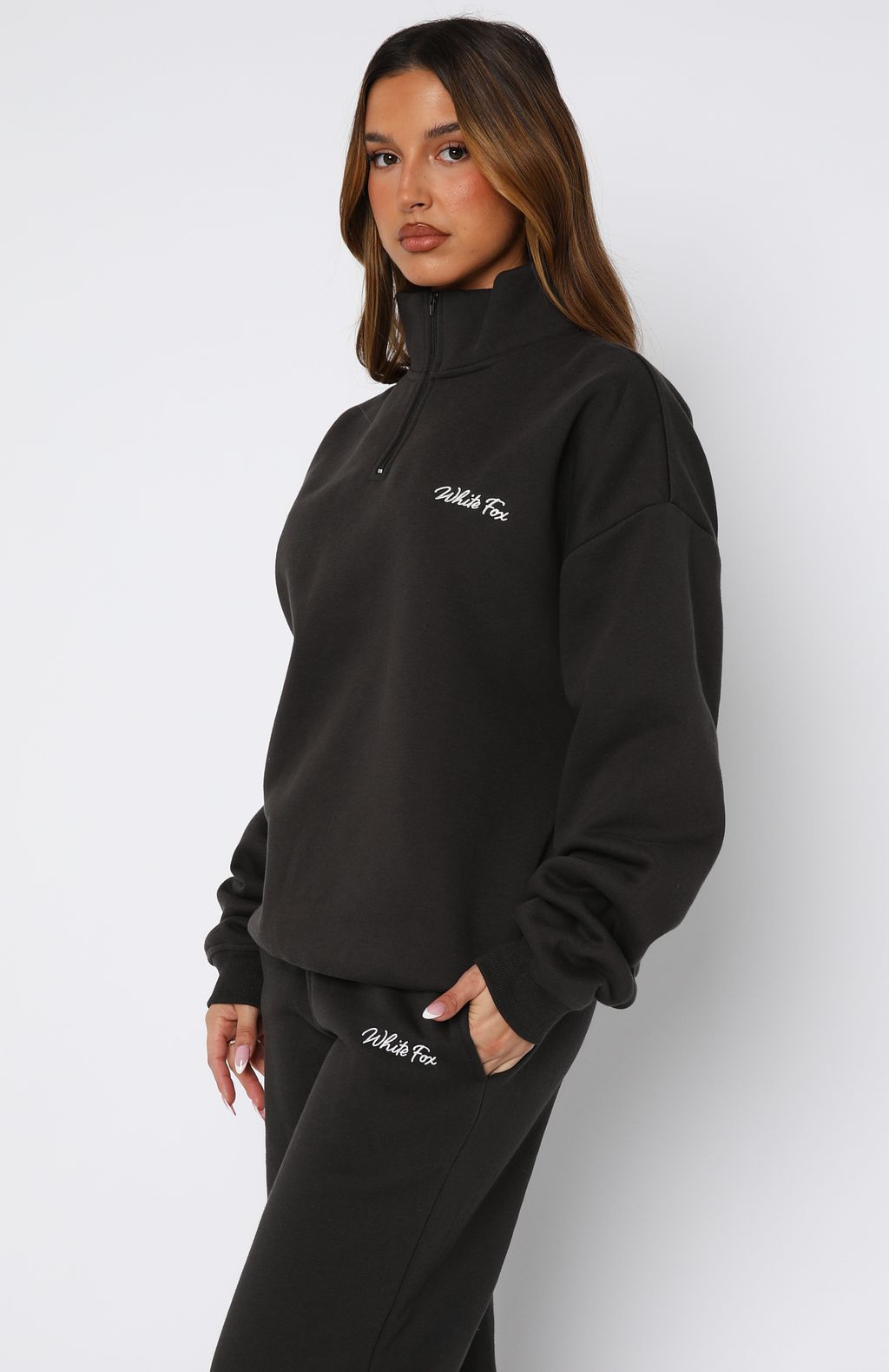 Match Your Words Zip Front Sweater Charcoal