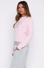 Let's Get Going Relaxed Long Sleeve Baby Tee Pink