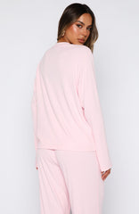 Come A Long Way Soft Lounge Relaxed Long Sleeve Ribbed Tee Pink