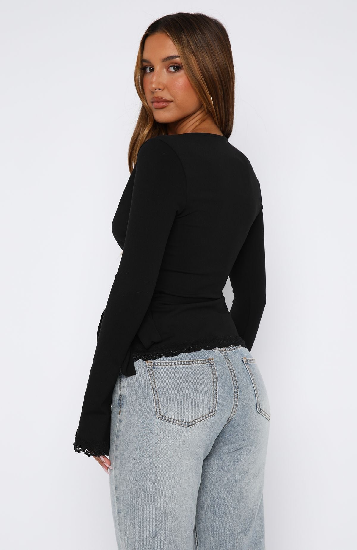 Cater To You Long Sleeve Top Black