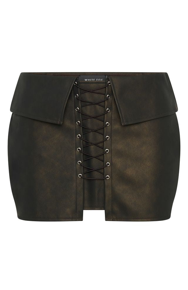 Falling Star PU Mini Skirt Chocolate