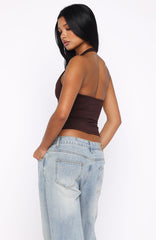 No Proof Halter Top Chocolate/Blue