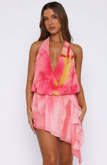 Time Of My Life Halter Mini Dress Blossom Petal