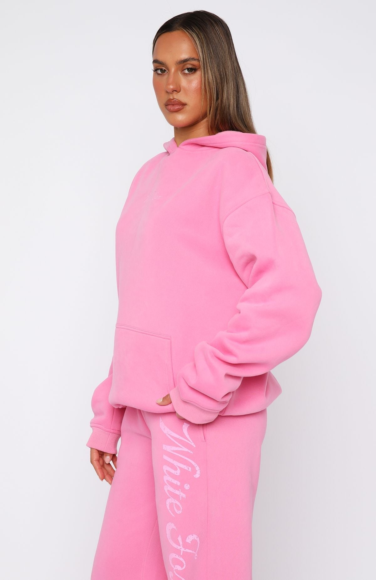 The Good Life Back Graphic Oversized Hoodie Pink