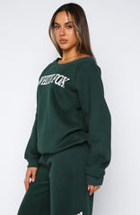Brand New Start Off Shoulder Sweater Forest Green