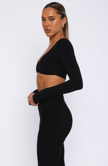 Sync Long Sleeve Crop Black