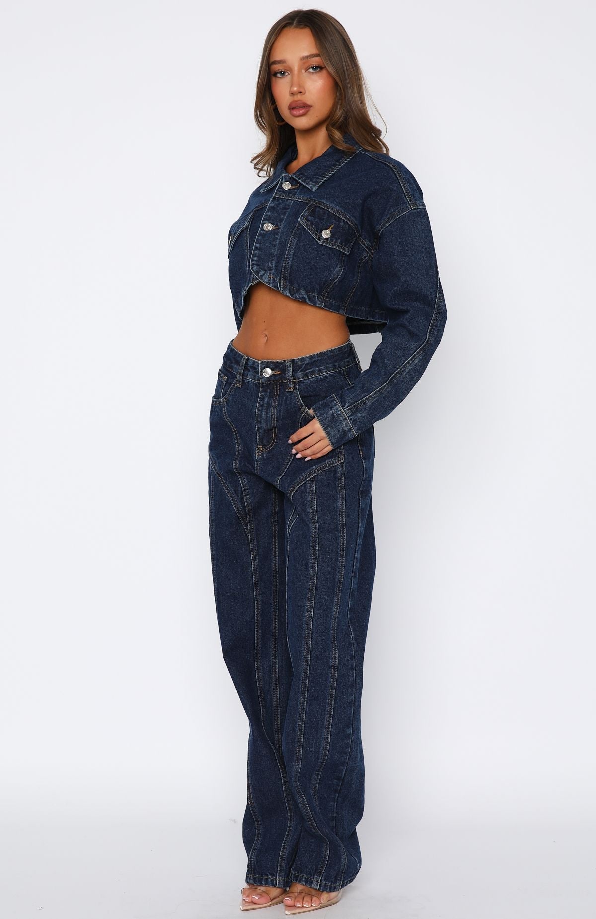 Did You Miss Me Mid Rise Straight Leg Jeans Dark Blue