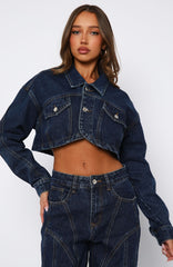 Love You Again Denim Jacket Dark Blue