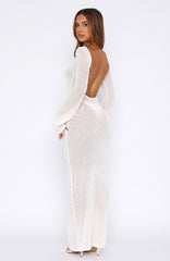 Malta Mermaids Long Sleeve Maxi Dress White