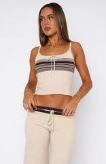 Keep Driving Knit Cami Top Chocolate Stripe