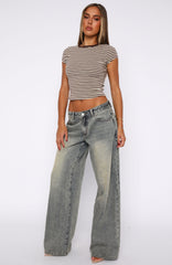 Maeve Low Rise Wide Leg Jeans Sand