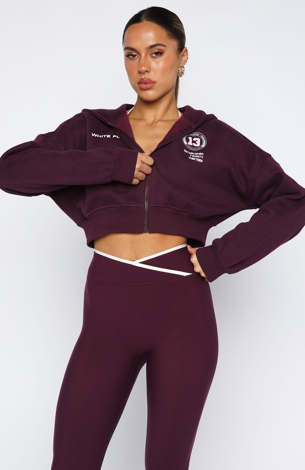 Love For The Game Cropped Zip Hoodie Plum