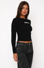Love Addiction Long Sleeve Baby Tee Black