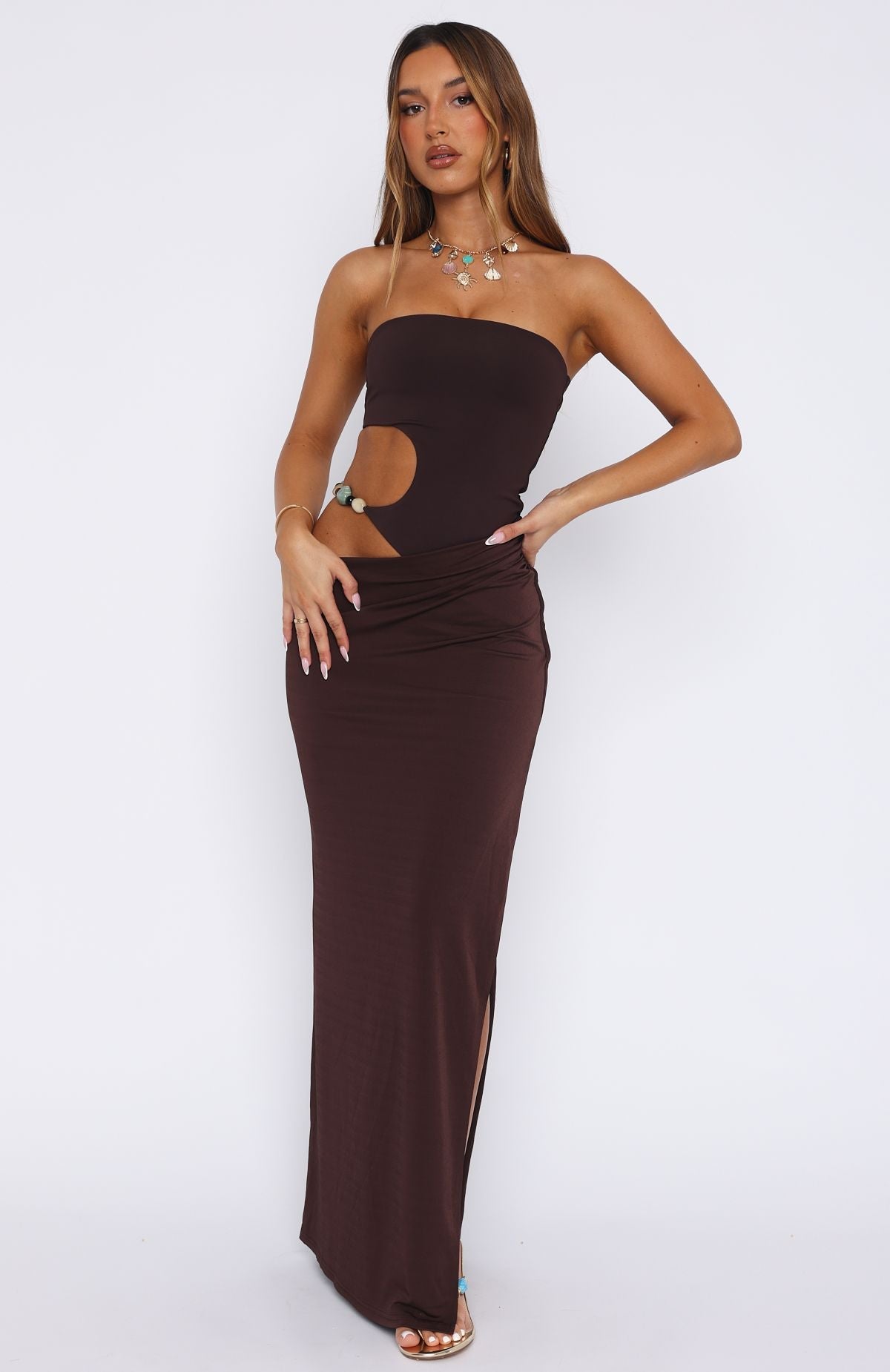 She's A Goddess Maxi Dress Chocolate
