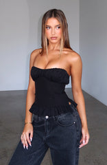 All For You Strapless Top Black