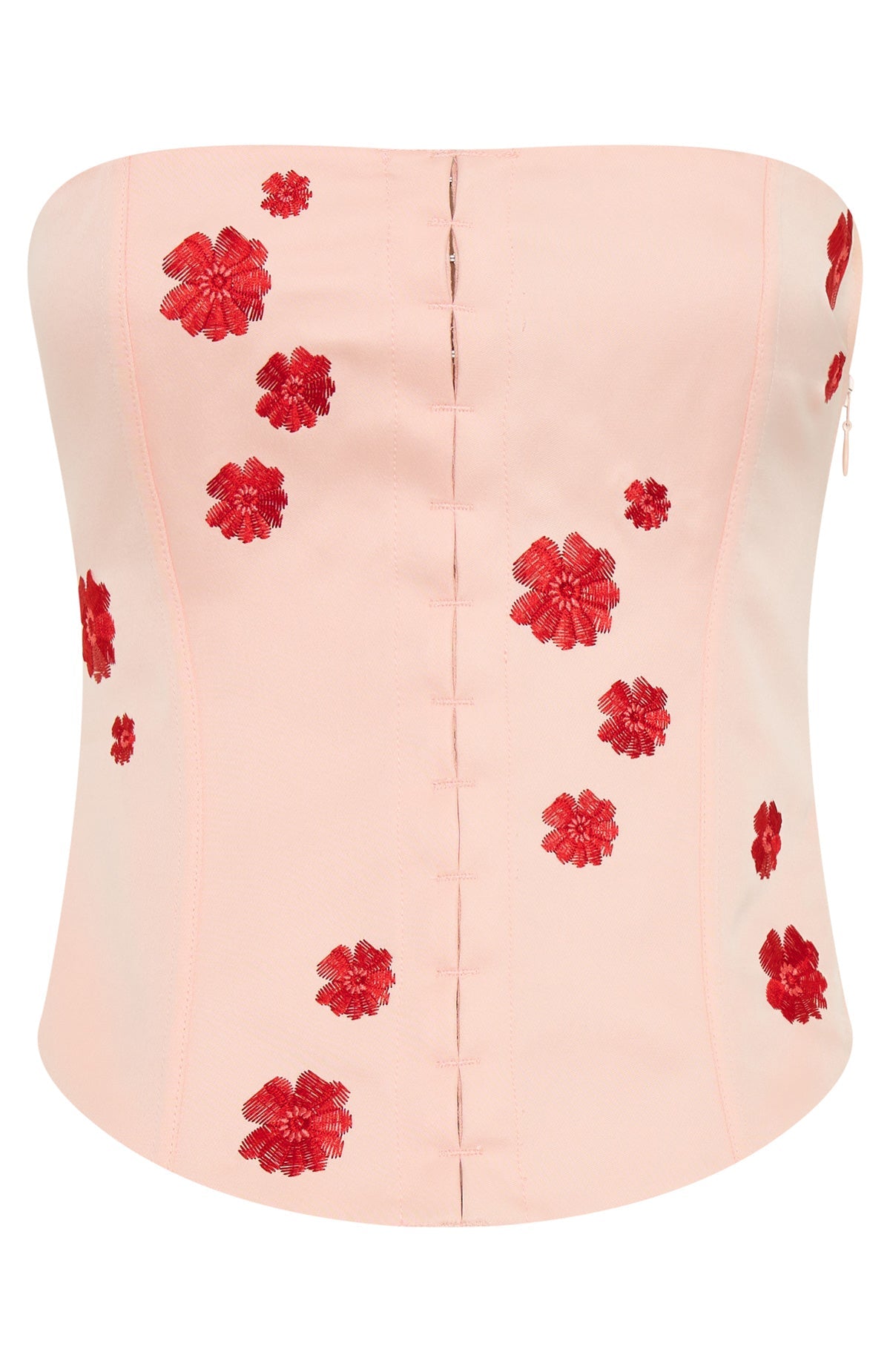 Beyond Me Strapless Embroidered Bustier Pink