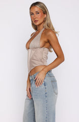 Bless Your Heart Embellished Bustier Dark Nude