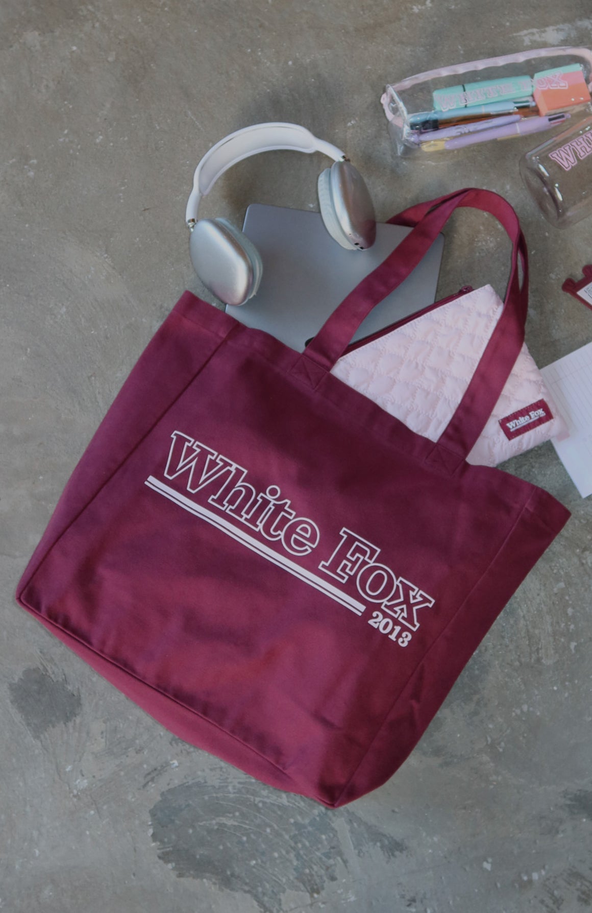 No Hesitation Tote Bag Burgundy/Pink