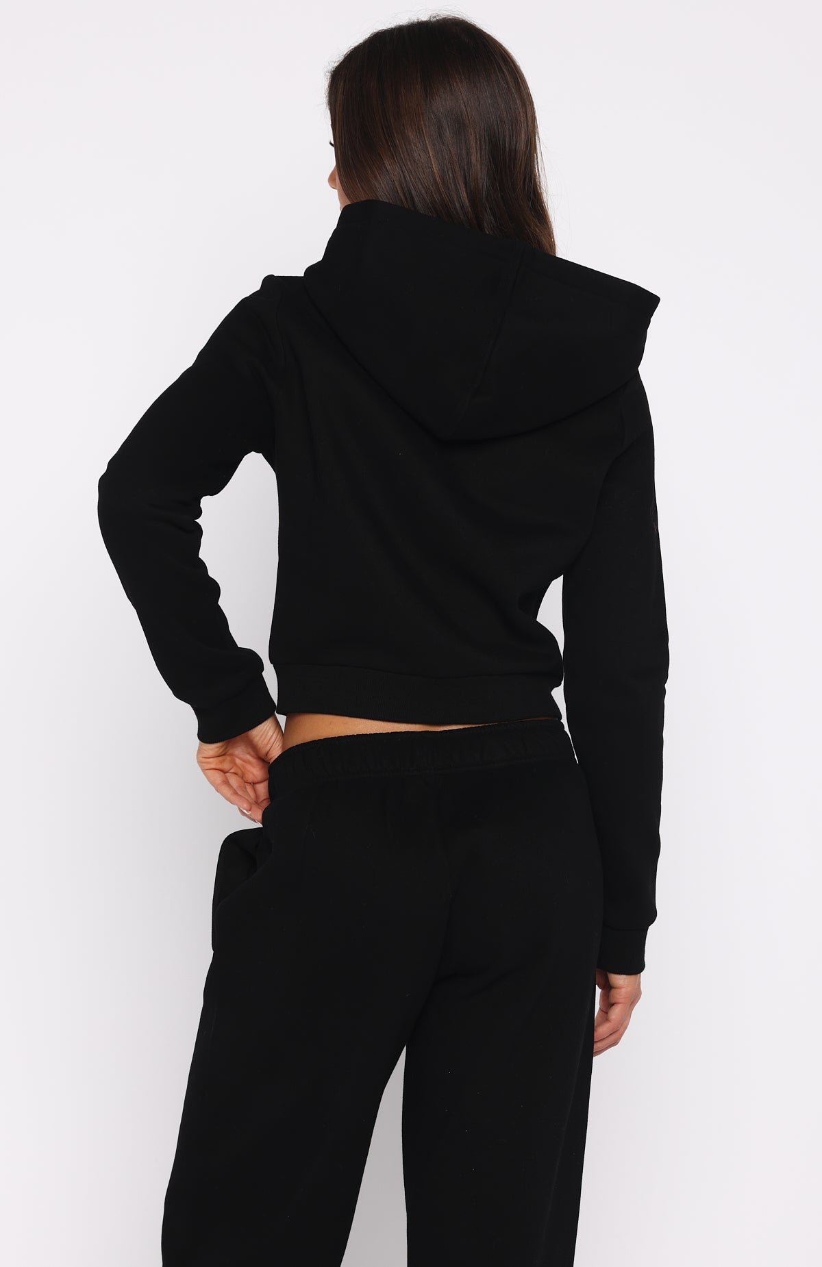 Comfy And Cute Slim Zip Front Hoodie Black