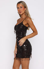 Decadent Daze Beaded Mini Dress Chocolate