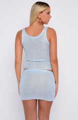 Down For Me Sequin Knit Top Ice Blue