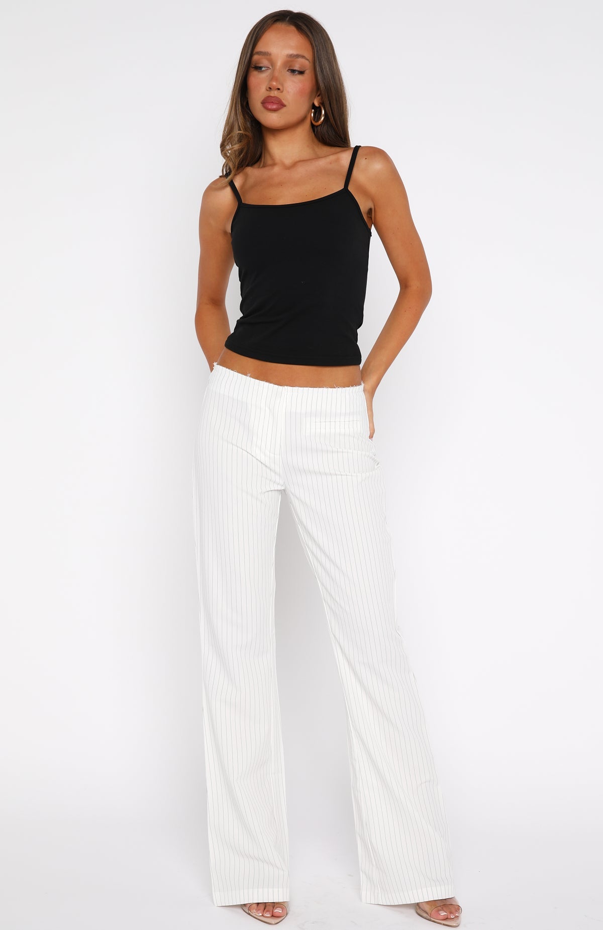 Getting You Close Pants White Pinstripe