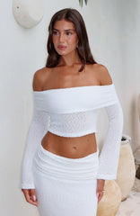 In Too Deep Long Sleeve Knit Top White