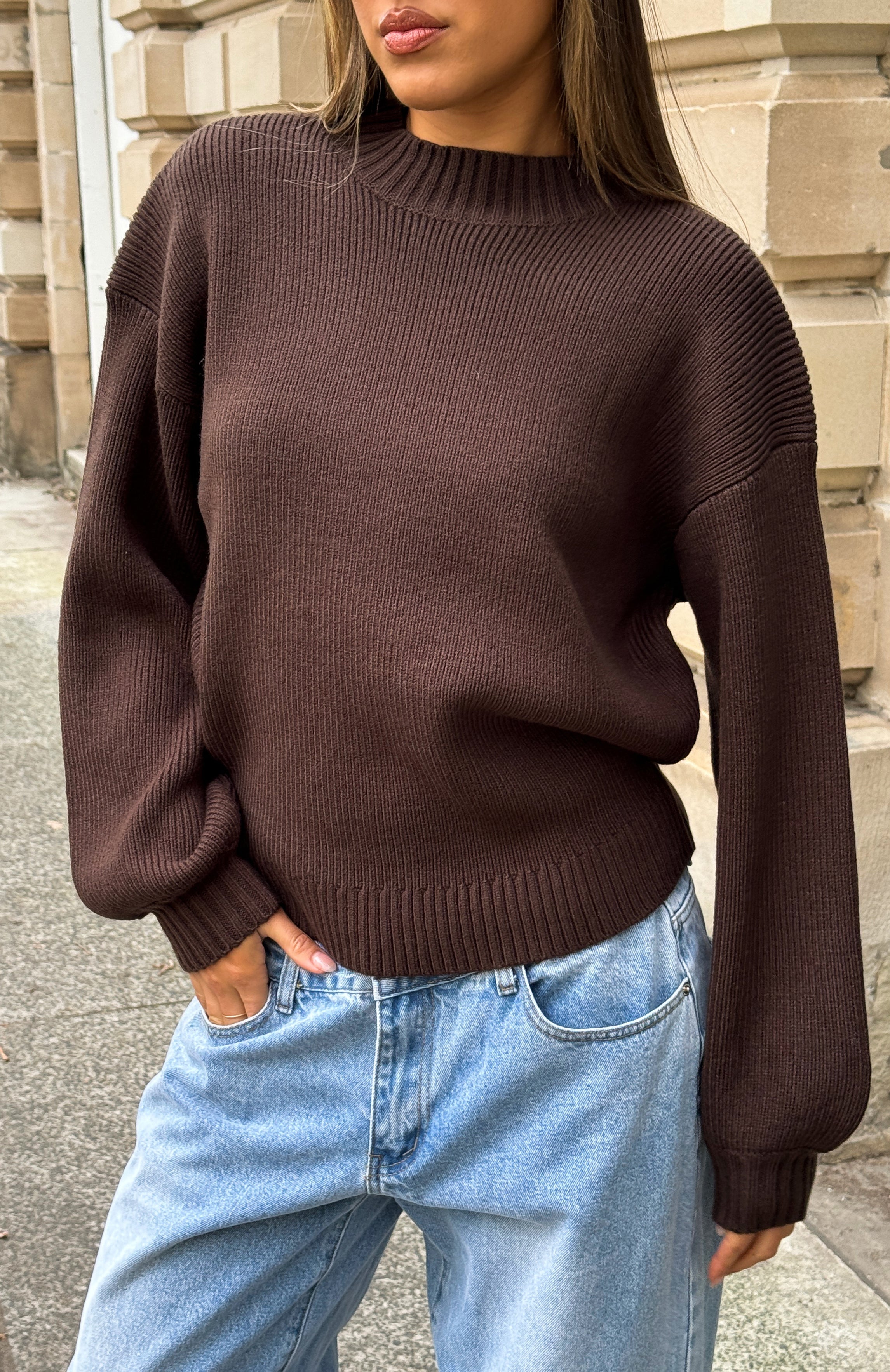 Keep It Classic Knit Sweater Chocolate