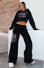 Love You Regardless Wide Leg Sweatpants Black