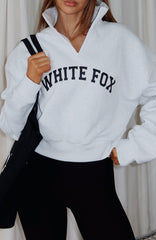 Let The Bells Ring Cropped Quarter Zip Sweater Grey Marle