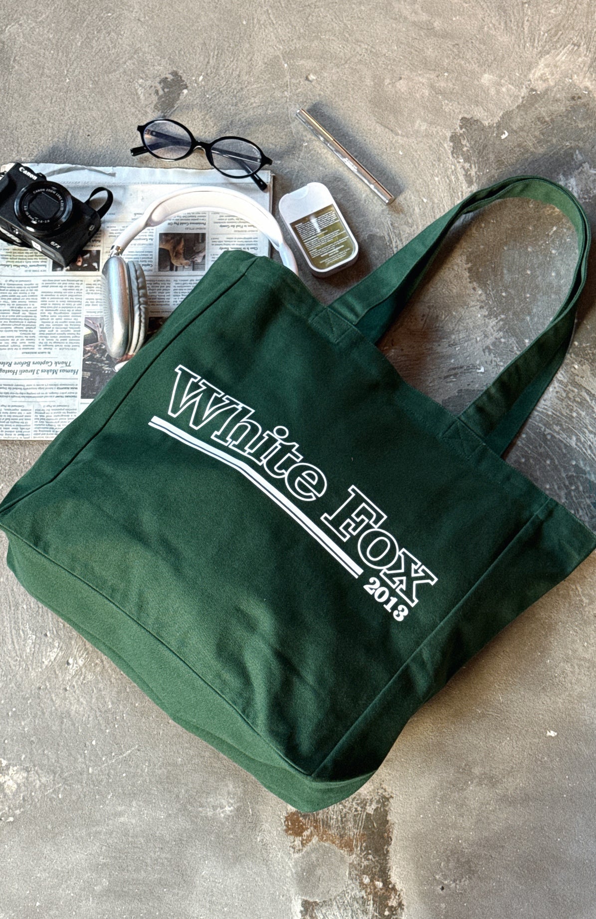 No Hesitation Tote Bag Forest Green/White