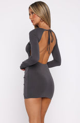 Proof I Exist Long Sleeve Mini Dress Charcoal