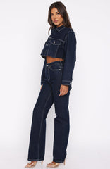 Something To Prove High Rise Straight Leg Jeans Dark Indigo