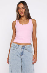 Spotted You Tank Ribbed Top Baby Pink