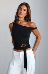 Stuck In A Dream Off Shoulder Top Black