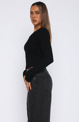 Time To Slay Long Sleeve Knit Top Black